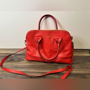 Kate‎ Spade Southport Avenue Red Satchel Shoulder Crossbody Pebble leather gold